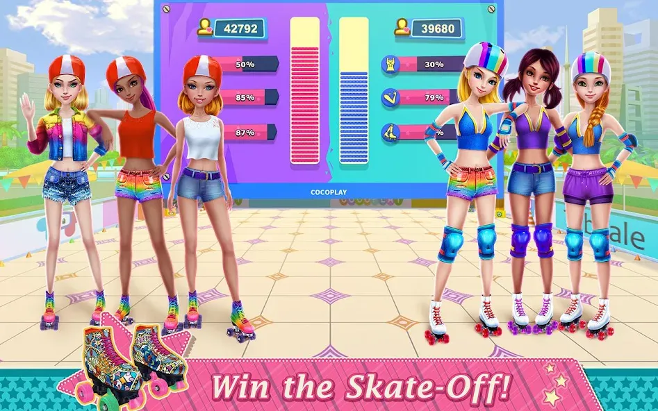 Roller Skating Girls [MOD: безлимитные монеты и все уровни открыты] Screenshot 4