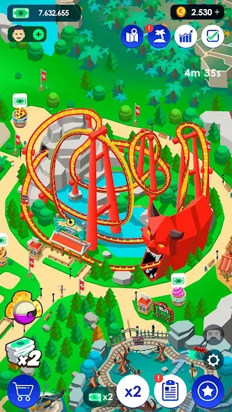 Idle Theme Park Tycoon [MOD: безлимитные деньги и все аттракционы] Screenshot 5
