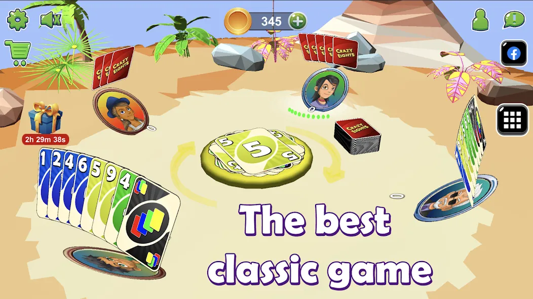 Crazy Eights 3D [MOD: открыты все колоды и темы] Screenshot 1