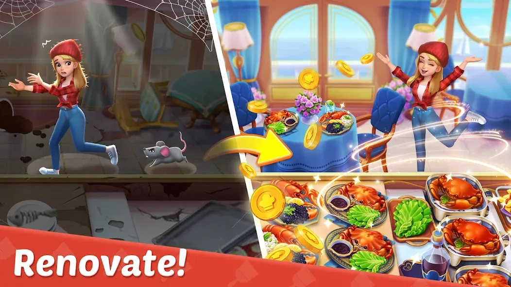 Cooking Town - Restaurant Game [MOD: безлимитные монеты и все рецепты] Screenshot 2