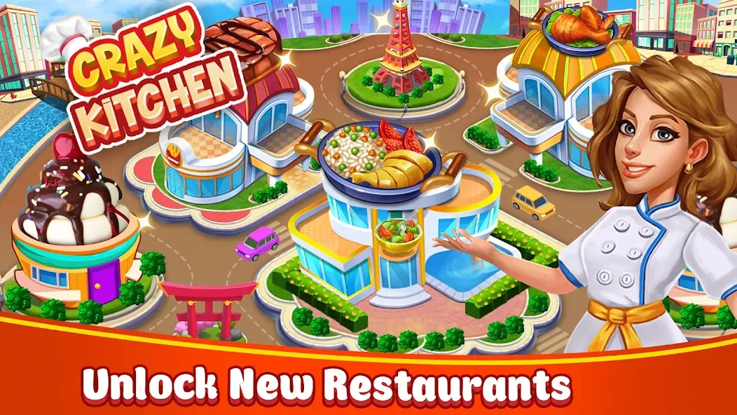 Food Game Crazy Super Chef [MOD: безлимитные деньги и открыты все рецепты] Screenshot 1