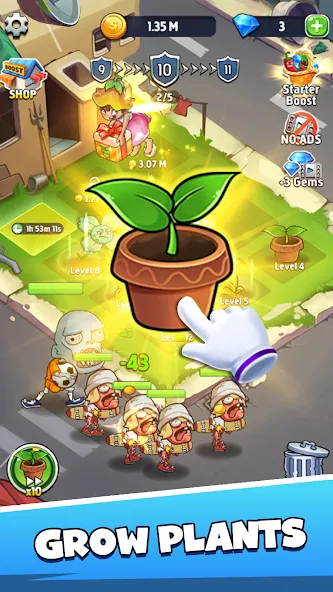 Merge Plants – Monster Defense [MOD: безлимитные монеты и усиленные растения] Screenshot 1