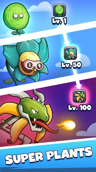 Merge Plants – Monster Defense [MOD: безлимитные монеты и усиленные растения] Screenshot 2
