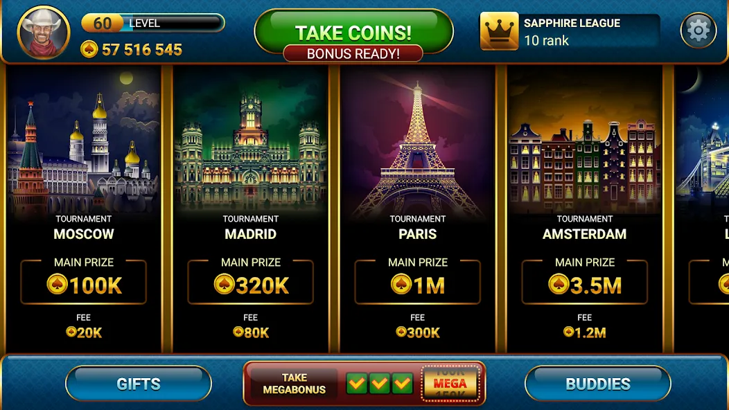 Poker Championship Tournaments [MOD: безлимитные фишки и все турниры] Screenshot 1