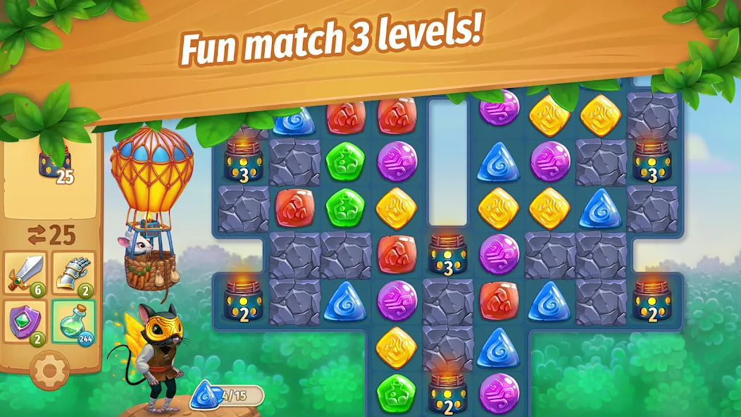 Strongblade: Match 3 Game [MOD: безлимитные деньги и жизни] Screenshot 2