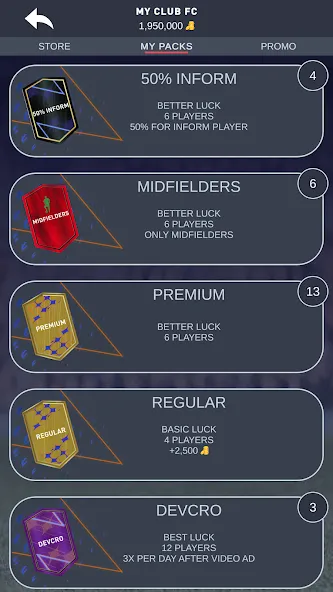 DEVCRO 23 - Draft, Packs! [MOD: бесплатные паки и безлимитные монеты] Screenshot 2