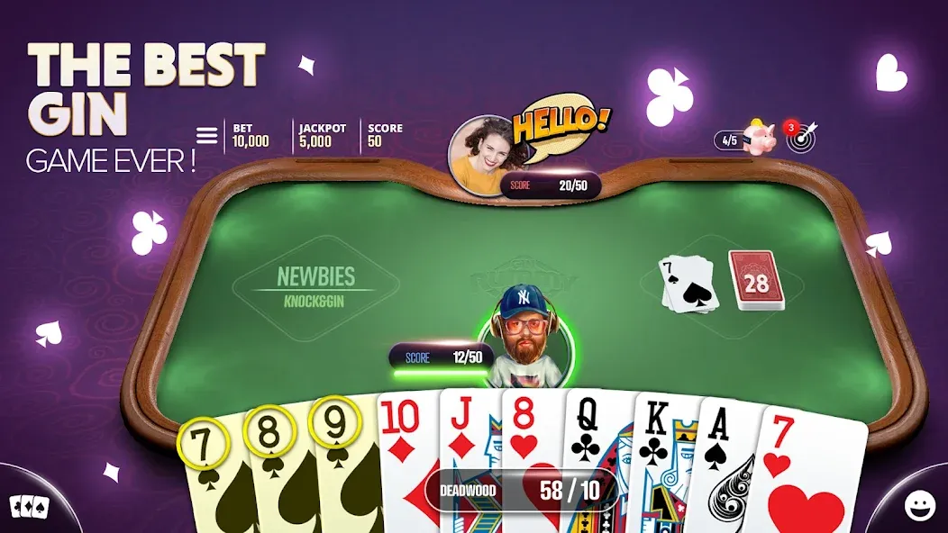 Gin Rummy Extra - Online Rummy [MOD: безлимитные монеты и премиум-функции] Screenshot 1