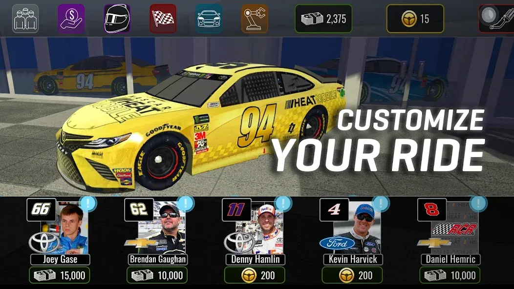 NASCAR Heat Mobile [MOD: безлимитные деньги и все машины открыты] Screenshot 2