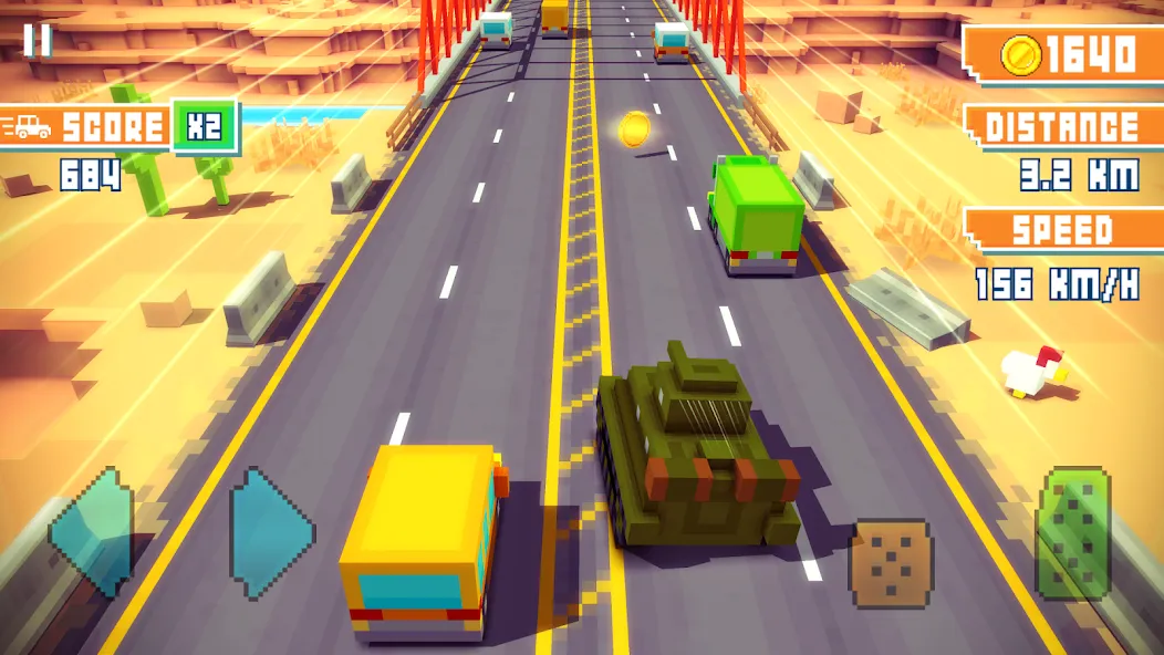 Blocky Highway: Traffic Racing [MOD: безлимитные деньги и топливо] Screenshot 1