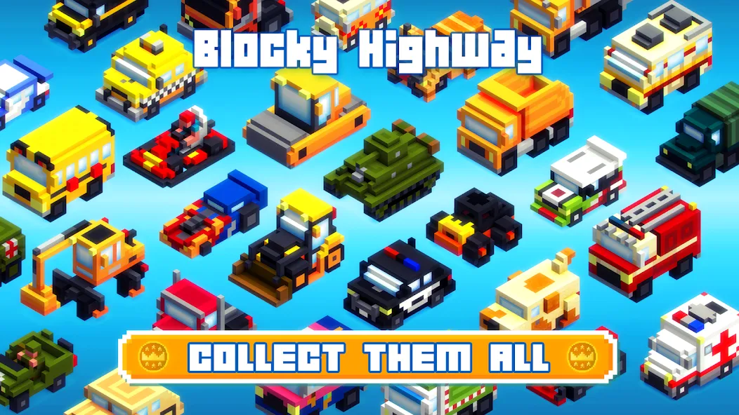Blocky Highway: Traffic Racing [MOD: безлимитные деньги и топливо] Screenshot 3