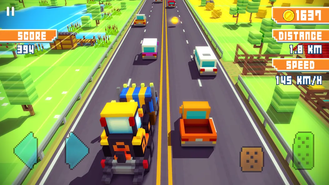 Blocky Highway: Traffic Racing [MOD: безлимитные деньги и топливо] Screenshot 4