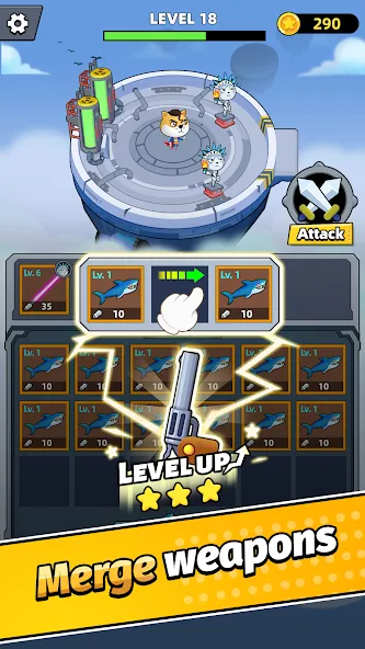 Merge Weapons：Air Island TD [MOD: много денег и ресурсов] Screenshot 2