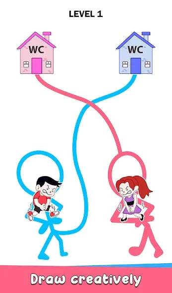 Toilet Rush Race: Draw Puzzle [MOD: без рекламы и все уровни открыты] Screenshot 1