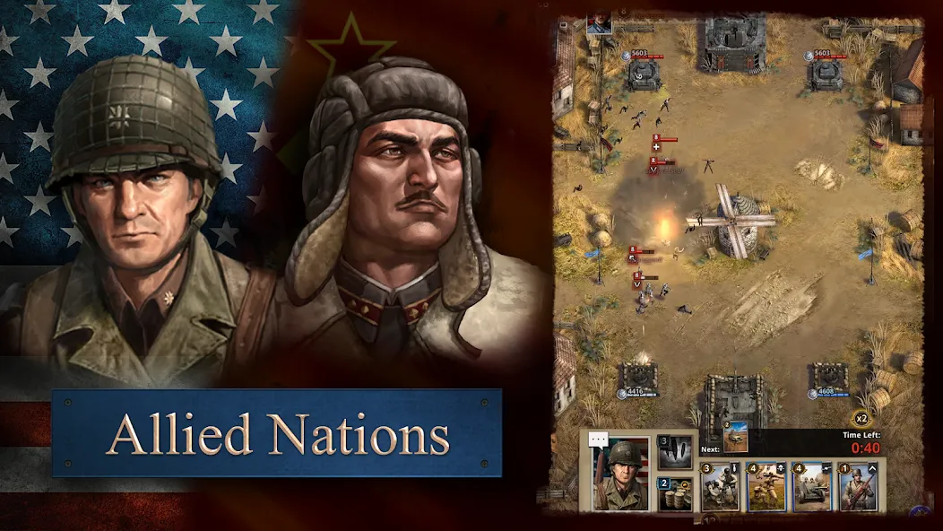 Road to Valor: World War II [MOD: безлимитные ресурсы и усиленные войска] Screenshot 1