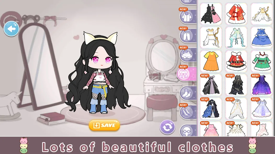 YOYO Doll Anime Dress Up Game [MOD: открыты все наряды и аксессуары] Screenshot 2