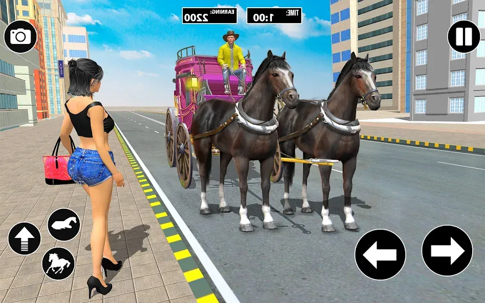 Horse Cart Taxi Transport Game [MOD: безлимитные деньги и транспорт] Screenshot 1