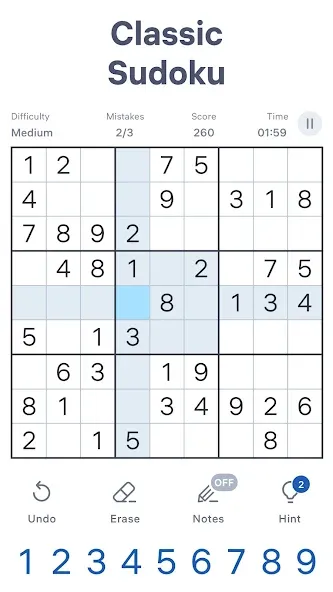 Sudoku.com - Classic Sudoku [MOD: без рекламы и все уровни открыты] Screenshot 1