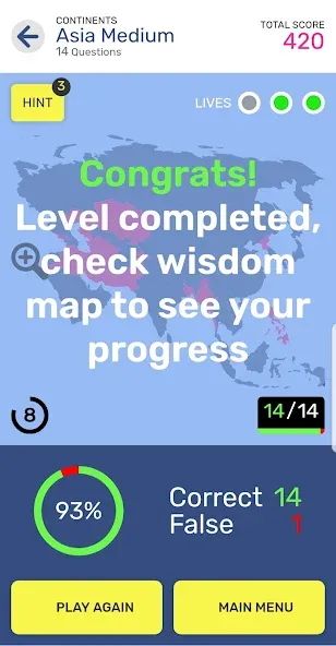 Map Quiz World Geography [MOD: открыты все карты и уровни] Screenshot 3