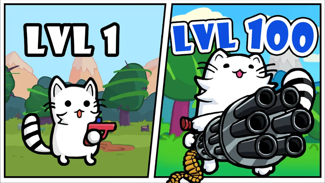 Stickman Cat Gun offline games [MOD: без рекламы и бесконечные патроны] Screenshot 1