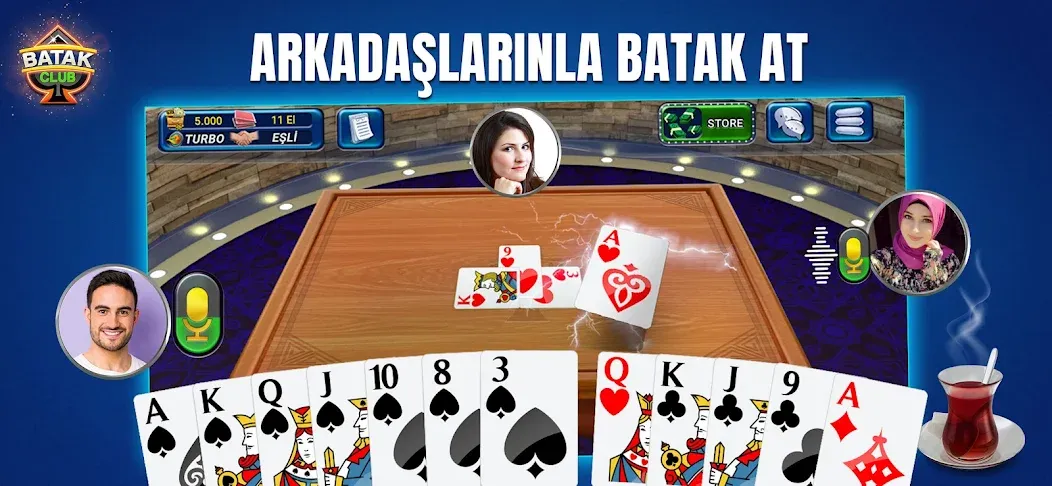Batak Club - Play Spades [MOD: безлимитные монеты и подсказки] Screenshot 1