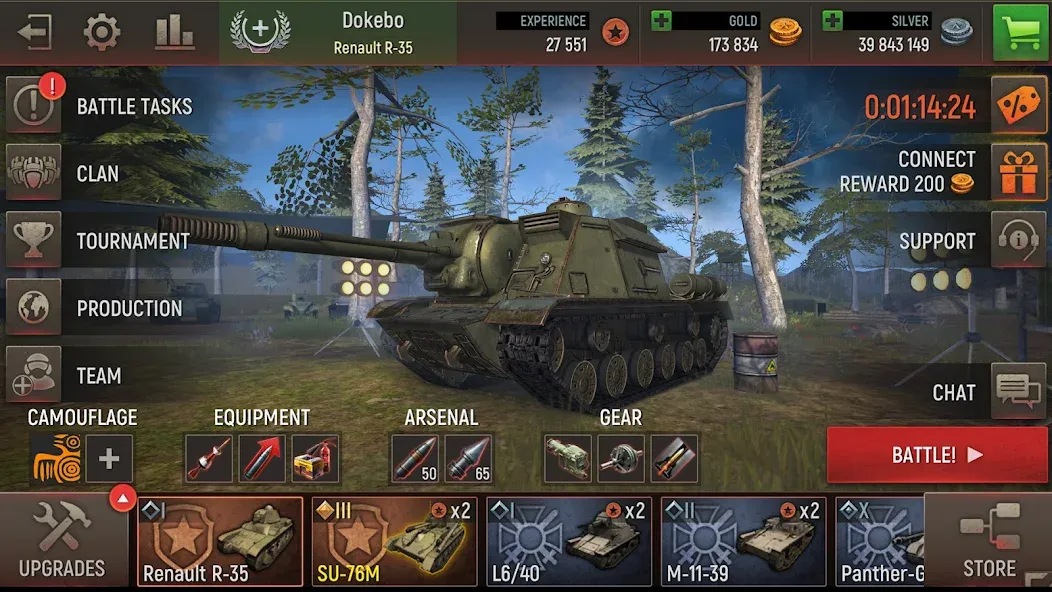Battle Tanks: Tank Games WW2 [MOD: безлимитные деньги и все танки] Screenshot 4
