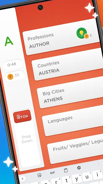 Stop - Categories Word Game [MOD: без рекламы и бесконечные подсказки] Screenshot 1