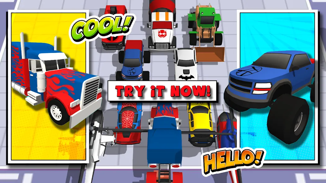 Superhero Car Merge Battle [MOD: много денег и все машины] Screenshot 2