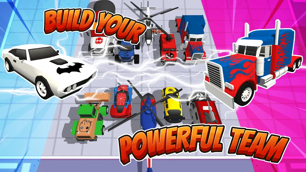 Superhero Car Merge Battle [MOD: много денег и все машины] Screenshot 3