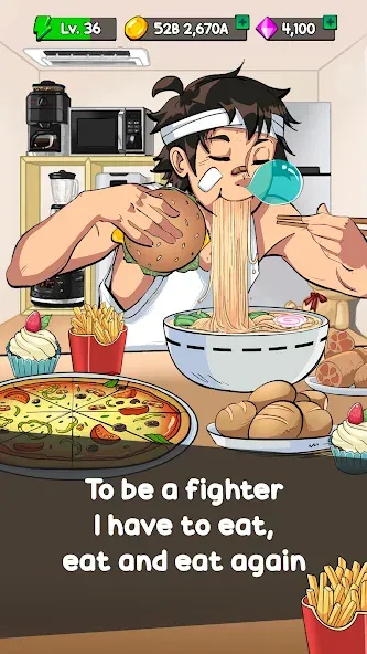 Food Fighter Clicker Games [MOD: много денег и энергии] Screenshot 1