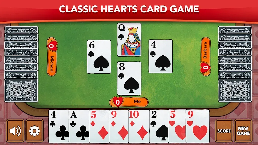Hearts - Card Game Classic [MOD: без рекламы и открыты все уровни] Screenshot 1