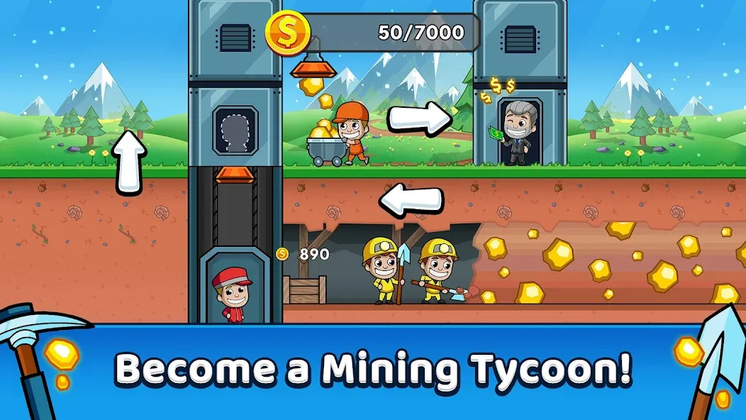 Idle Miner Tycoon: Gold Games [MOD: безлимитные деньги и много золота] Screenshot 1