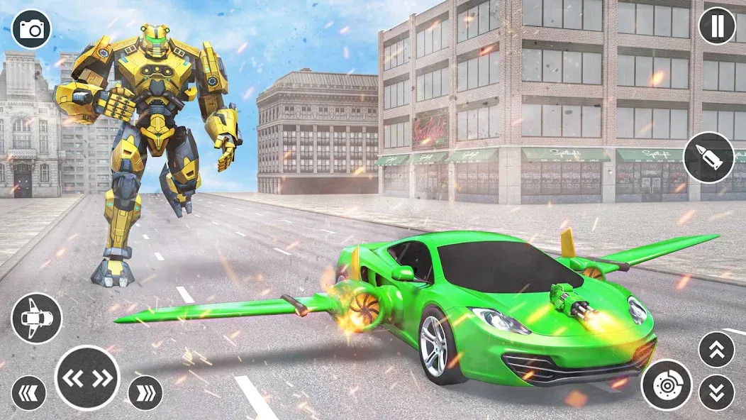 Flying Car Robot Shooting Game [MOD: безлимитные деньги и оружие] Screenshot 4
