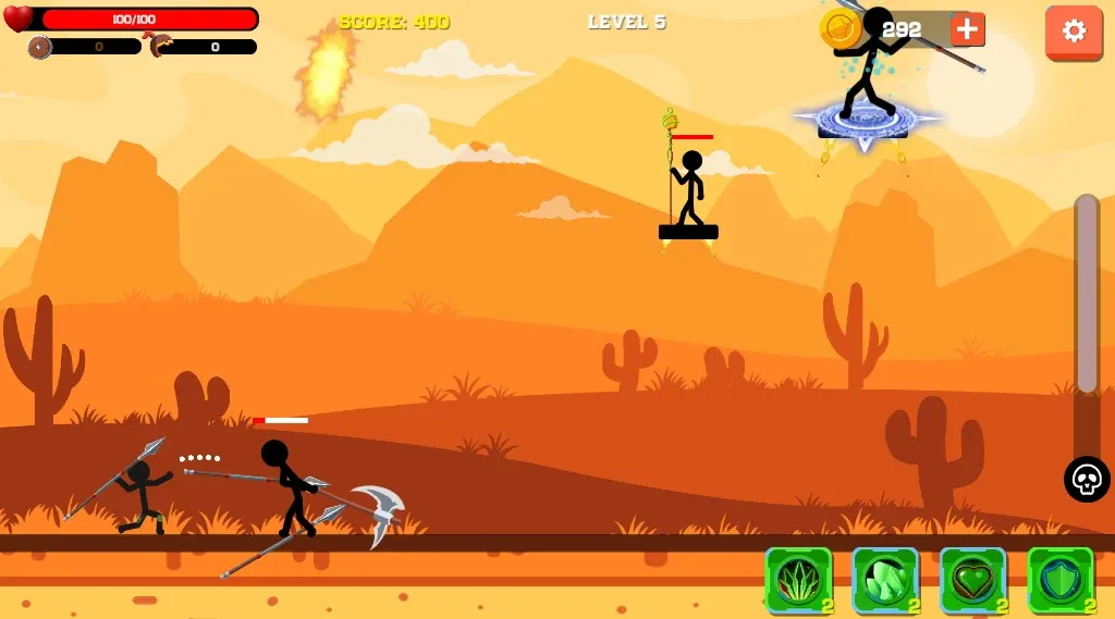 Spear war with Stickman [MOD: безлимитные монеты и усиленное оружие] Screenshot 1