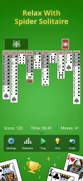 Spider Solitaire Classic [MOD: без рекламы и все масти открыты] Screenshot 1