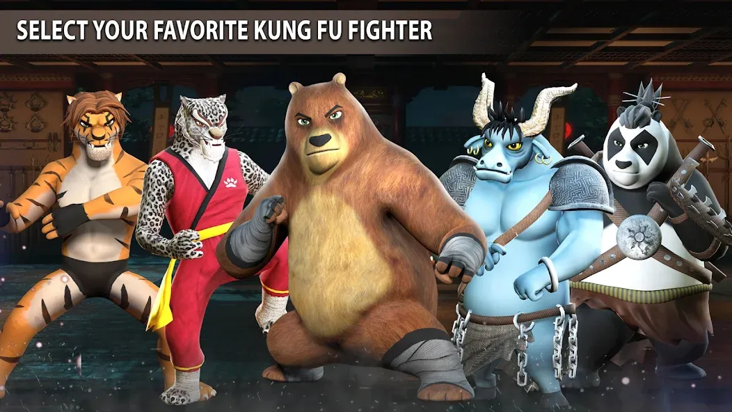 Kung Fu Animal: Fighting Games [MOD: безлимитные деньги и открыты все бойцы] Screenshot 4