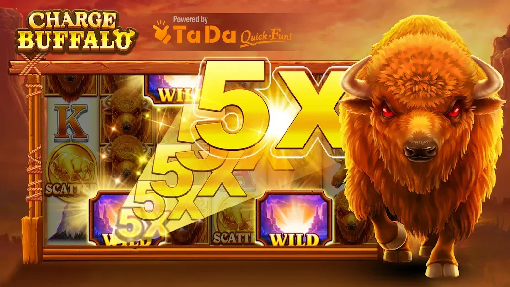 Charge Buffalo Slot-TaDa Games [MOD: безлимитные монеты и бонусы] Screenshot 1