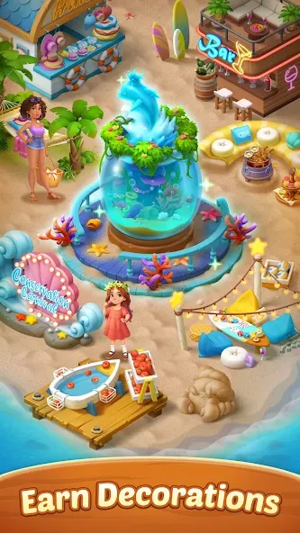 Seaside Escape®: Merge &amp; Story [MOD: безлимитные монеты и энергия] Screenshot 5