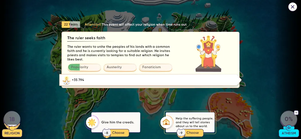 Religion Inc. God Simulator [MOD: безлимитная вера и все религии открыты] Screenshot 2