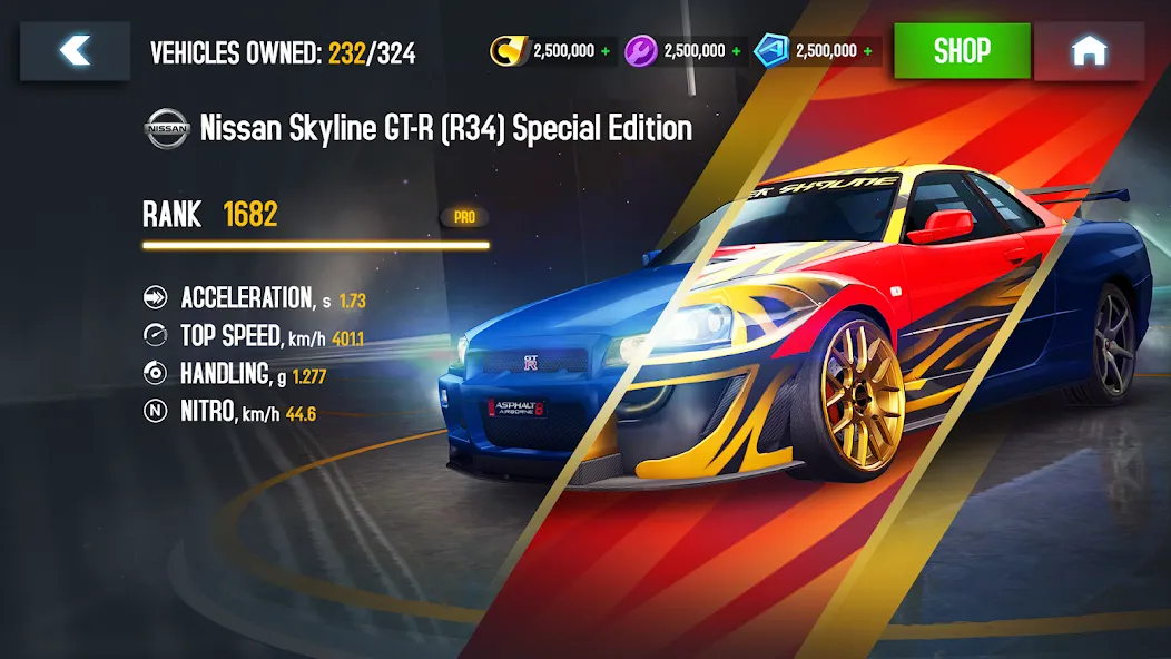 Asphalt 8 - Car Racing Game [MOD: безлимитные деньги и открыты все машины] Screenshot 2