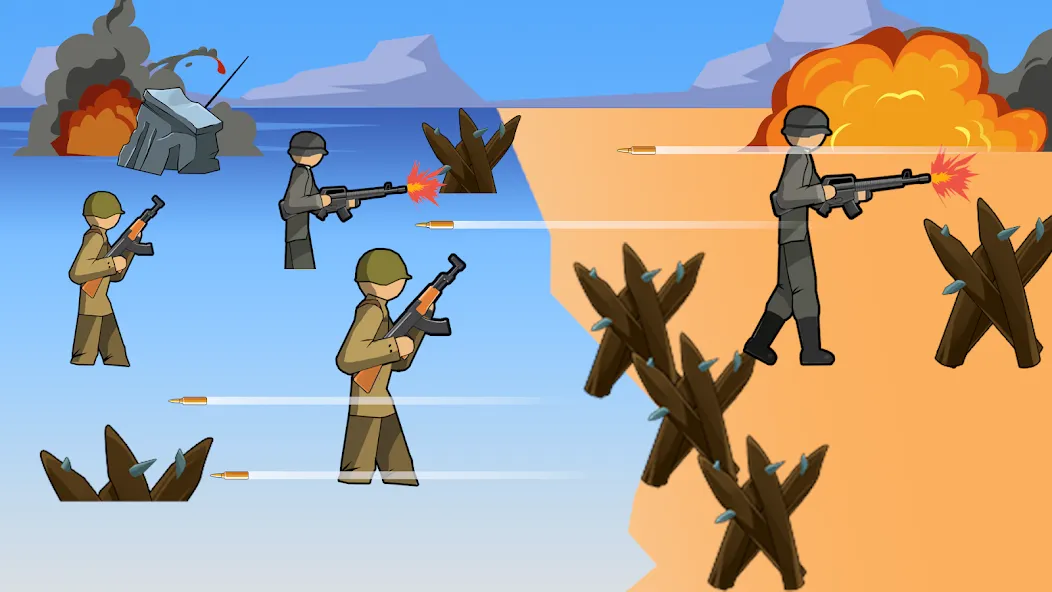 Stickman WW2 [MOD: безлимитные деньги и оружие] Screenshot 1