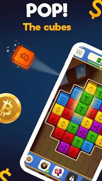 Crypto Blocks Puzzle Challenge [MOD: безлимитные монеты и подсказки] Screenshot 1