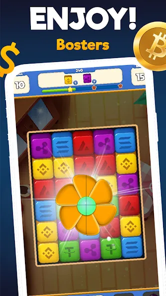 Crypto Blocks Puzzle Challenge [MOD: безлимитные монеты и подсказки] Screenshot 5