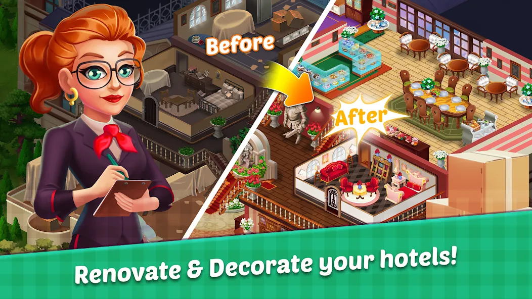Hotel Madness Grand Hotel [MOD: безлимитные деньги и открыты все уровни] Screenshot 5