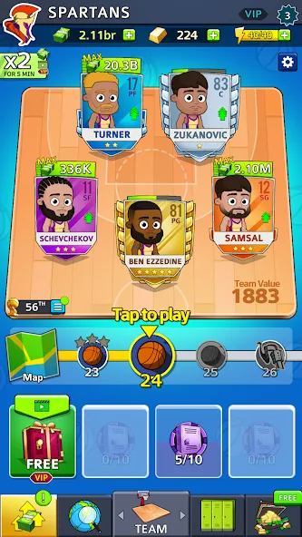 Idle Five Basketball tycoon [MOD: безлимитные деньги и открыты все уровни] Screenshot 3