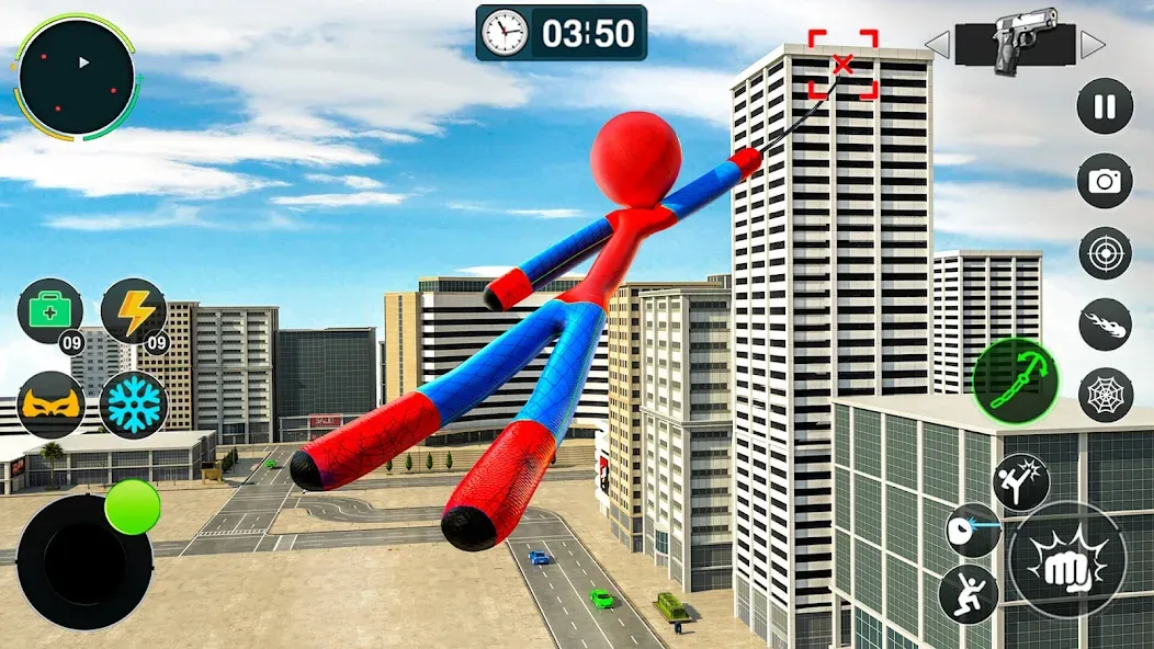 Flying Stickman Rope Hero Game [MOD: безлимитные деньги и полёт] Screenshot 1