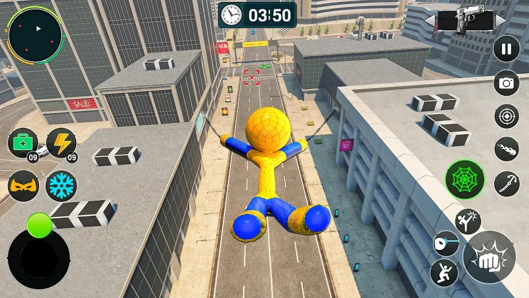 Flying Stickman Rope Hero Game [MOD: безлимитные деньги и полёт] Screenshot 4