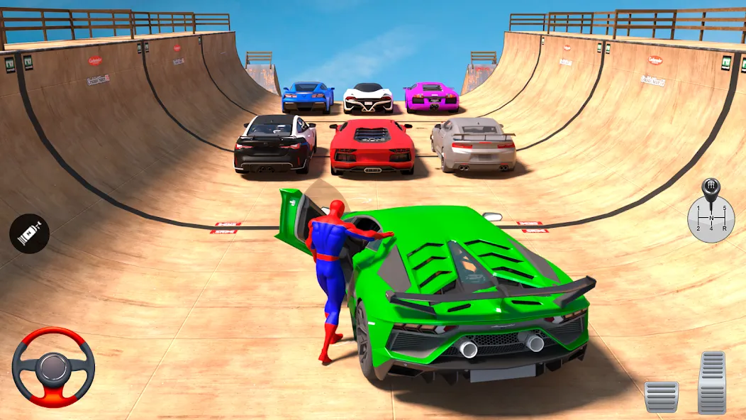 Superhero Car: Mega Ramp Games [MOD: безлимитные деньги и все машины открыты] Screenshot 1