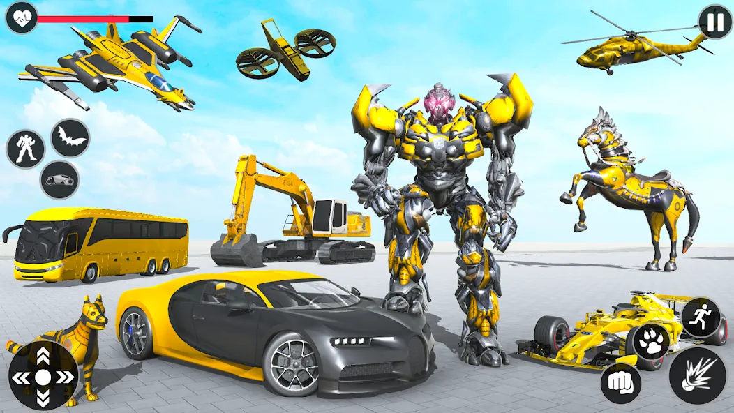 Flying Robot Transforming Game [MOD: безлимитные деньги и все роботы] Screenshot 1