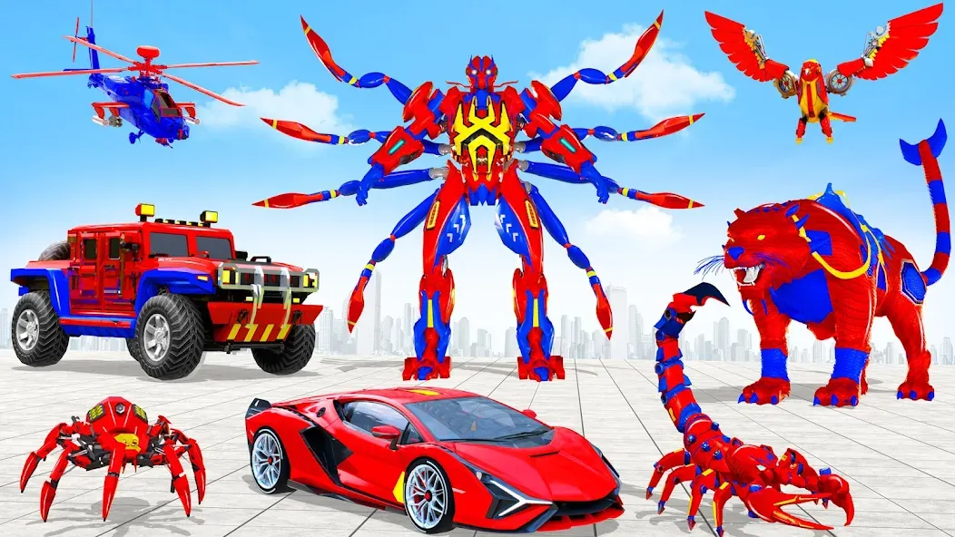 Spider Robot: Robot Car Games [MOD: безлимитные деньги и мощный робот] Screenshot 5