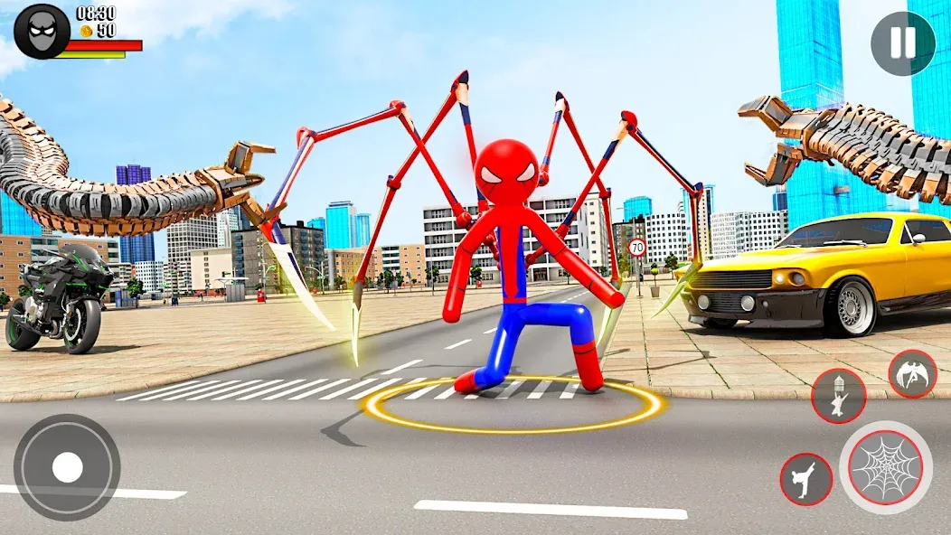 Spider Game-Stickman Rope Hero [MOD: безлимитные монеты и полёт] Screenshot 2